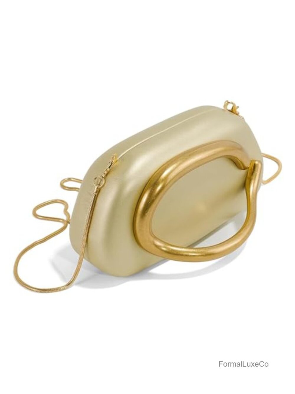 Women's Evening Clutch Bag with Metal Handle & Detachable Chain - PU Leather